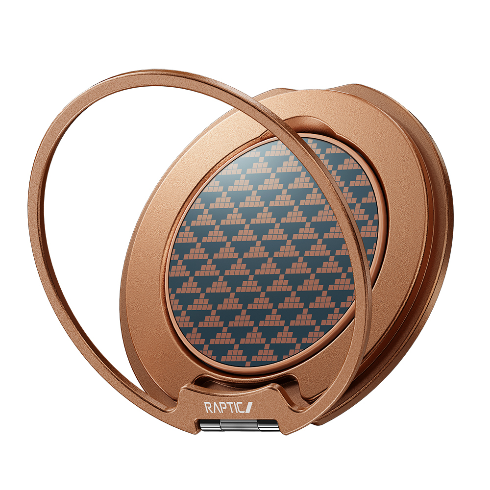 Raptic FreeFlow Destiny Serisi 360 Derece Dönebilen Magnetik Ring Stand Telefon Tutucu - Gold-Mavi