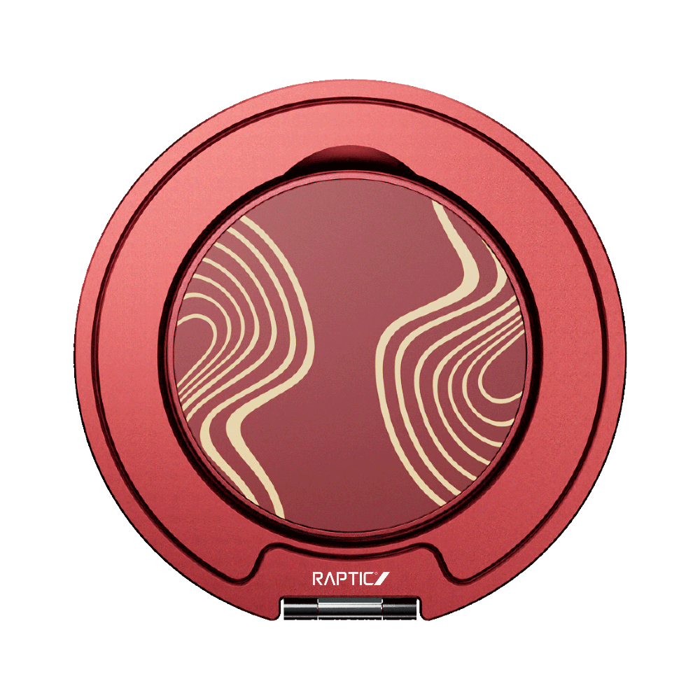 Raptic FreeFlow Grid Serisi 360 Derece Dönebilen Magnetik Ring Stand Telefon Tutucu - Kırmızı-Sarı