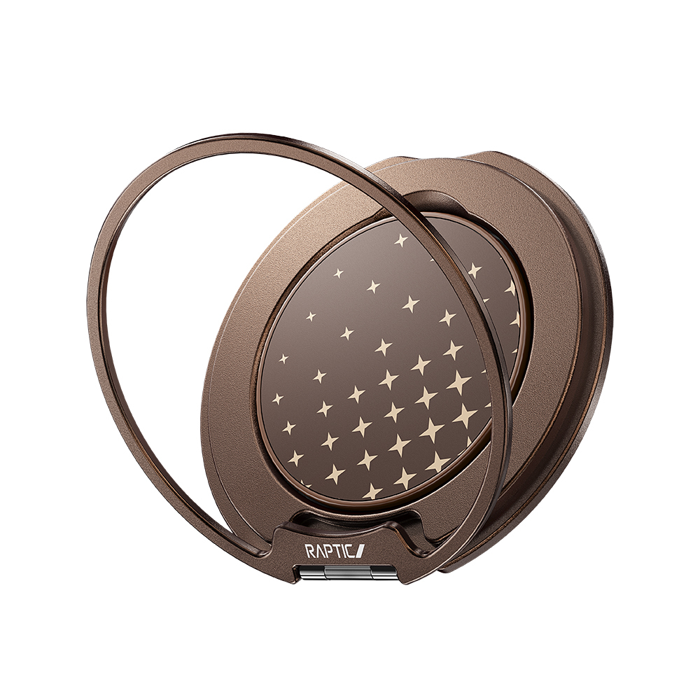 Raptic FreeFlow Serenity Serisi 360 Derece Dönebilen Magnetik Ring Stand Telefon Tutucu - Kahverengi