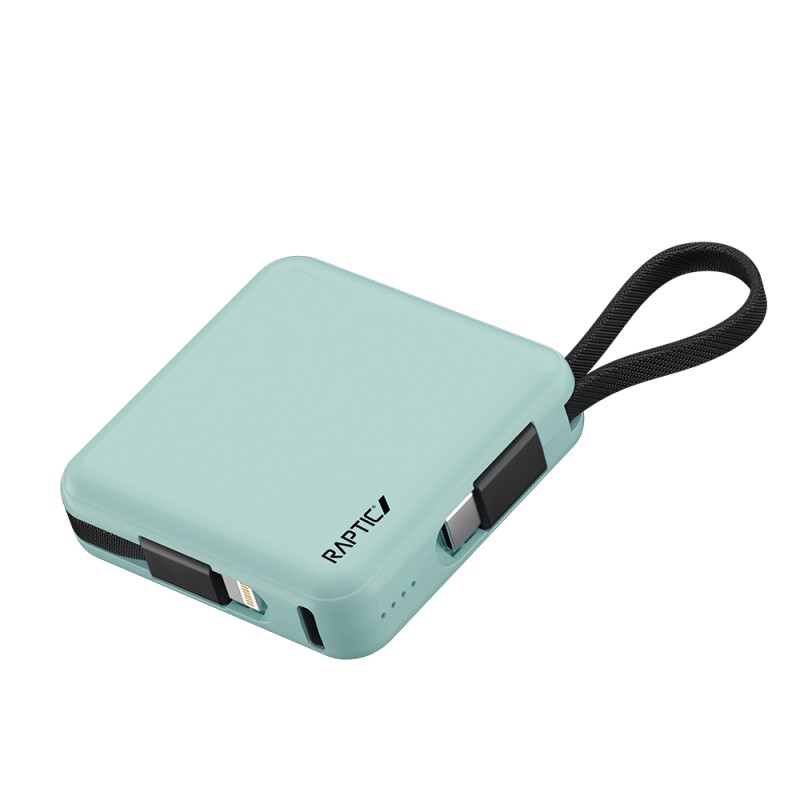 Raptic Lightning and Type-C Cable Hanging Powerbank with Digital LED Indicator 5000mAh Compact and Portable Design - 4