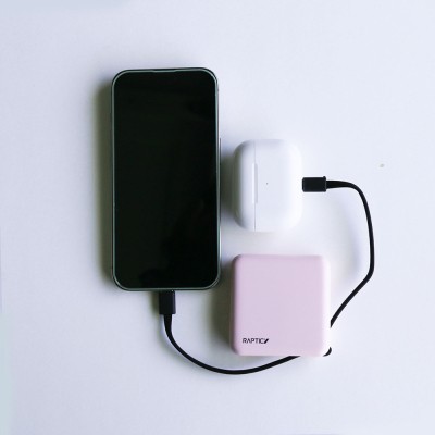 Raptic Lightning and Type-C Cable Hanging Powerbank with Digital LED Indicator 5000mAh Compact and Portable Design - 13
