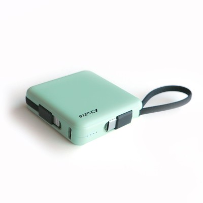 Raptic Lightning and Type-C Cable Hanging Powerbank with Digital LED Indicator 5000mAh Compact and Portable Design - 5