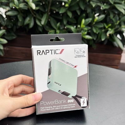Raptic Lightning ve Type-C Kablolu Dijital LED Göstergeli Askılı Powerbank 5000mAh Kompakt ve Taşınabilir Tasarım - 10