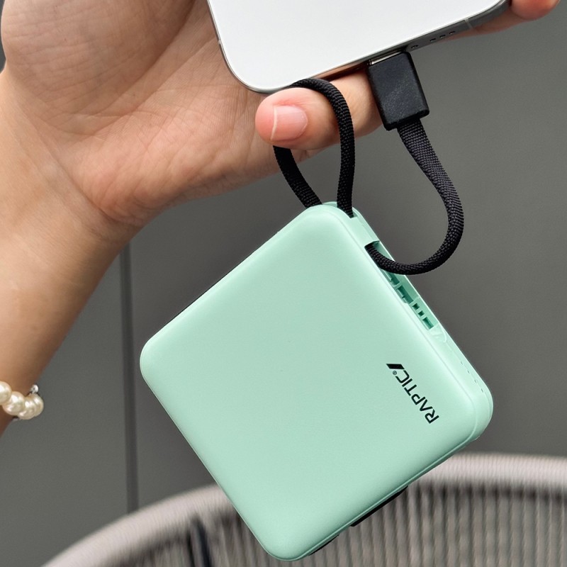 Raptic Lightning ve Type-C Kablolu Dijital LED Göstergeli Askılı Powerbank 5000mAh Kompakt ve Taşınabilir Tasarım - 9