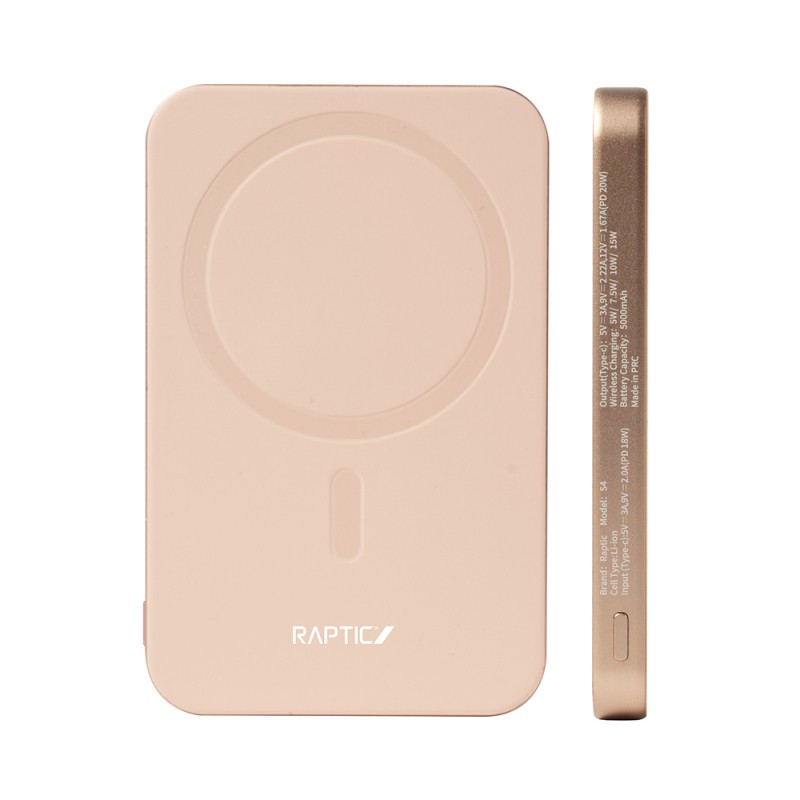 Raptic S4 Aramid-Skin Ultra-Slim Powerbank 15W 5000mAh with M-Safe Charging - 5