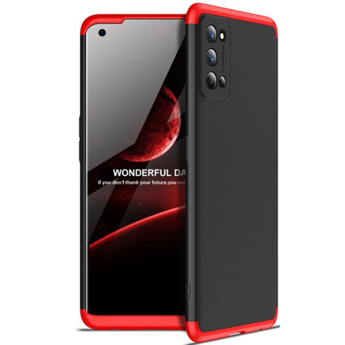 Realme 7 Pro Kılıf Zore Ays Kapak - Siyah-Kırmızı