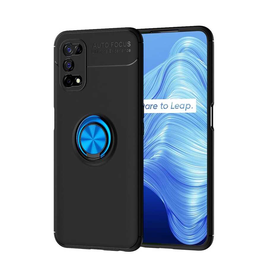 Realme 7 Pro Kılıf Zore Ravel Silikon Kapak - Siyah-Mavi