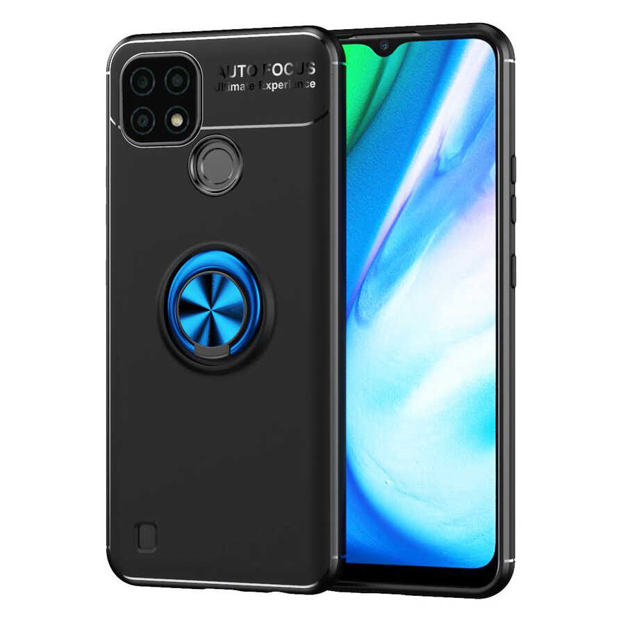 Realme C25 Kılıf Zore Ravel Silikon Kapak - Siyah-Mavi