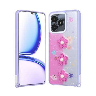 Realme C53 Case Shining Glitter Relief Figured Zore Cevze Cover - Zore