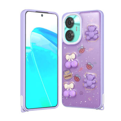 Realme C55 Case Shining Glitter Relief Figured Zore Cevze Cover - Zore