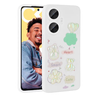 Realme C55 Kılıf Kabartma Figürlü Parlak Zore Toys Silikon Kapak - Zore