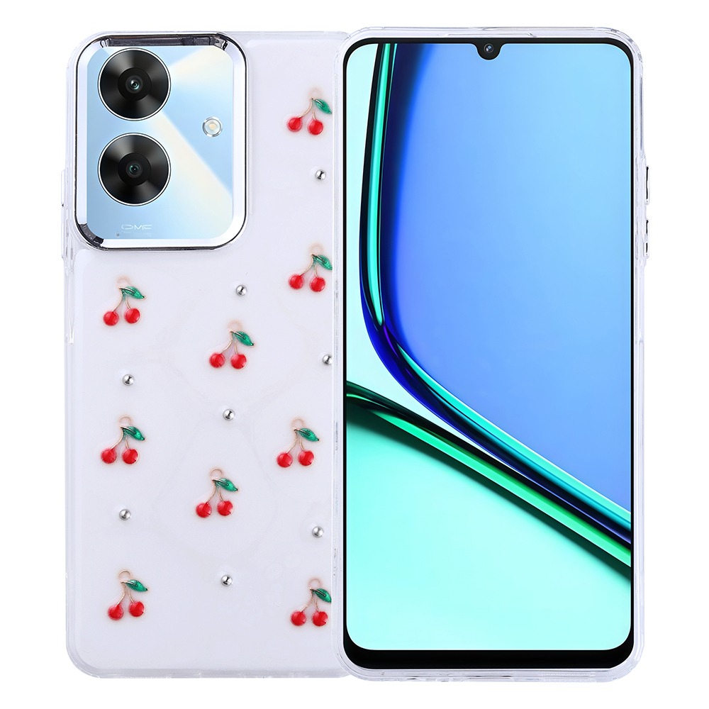 Realme Note 60 Kılıf Airbag Tasarımlı Simli Şeffaf NXXA Kutup Kapak - Kiraz