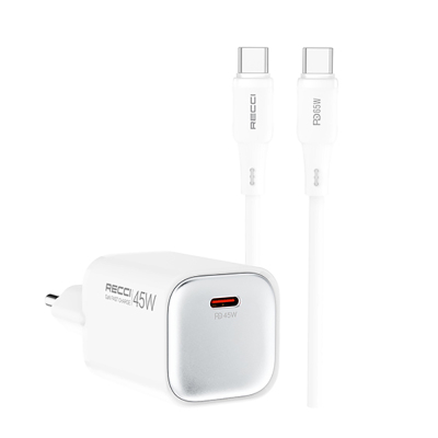 Recci RC132E Type-C PD GaN Technology Mini Fast Charger Set 45W 1M - Recci