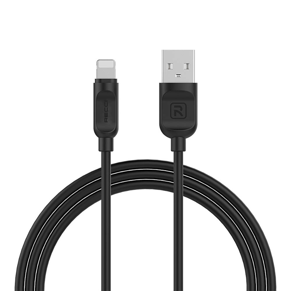 Recci RCL-P100 City of Sky Serisi Lightning to USB-A Data ve Şarj Kablosu 1M - Siyah
