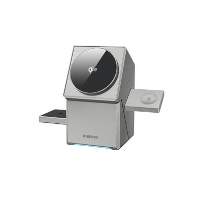 Recci RCW-47 Geometry Series Qi2 Charging Technology Rubik's Cube Ambient Light Phone & Smart Watch & Headphone 15W 3in1 Wireless Charging Stand - Recci