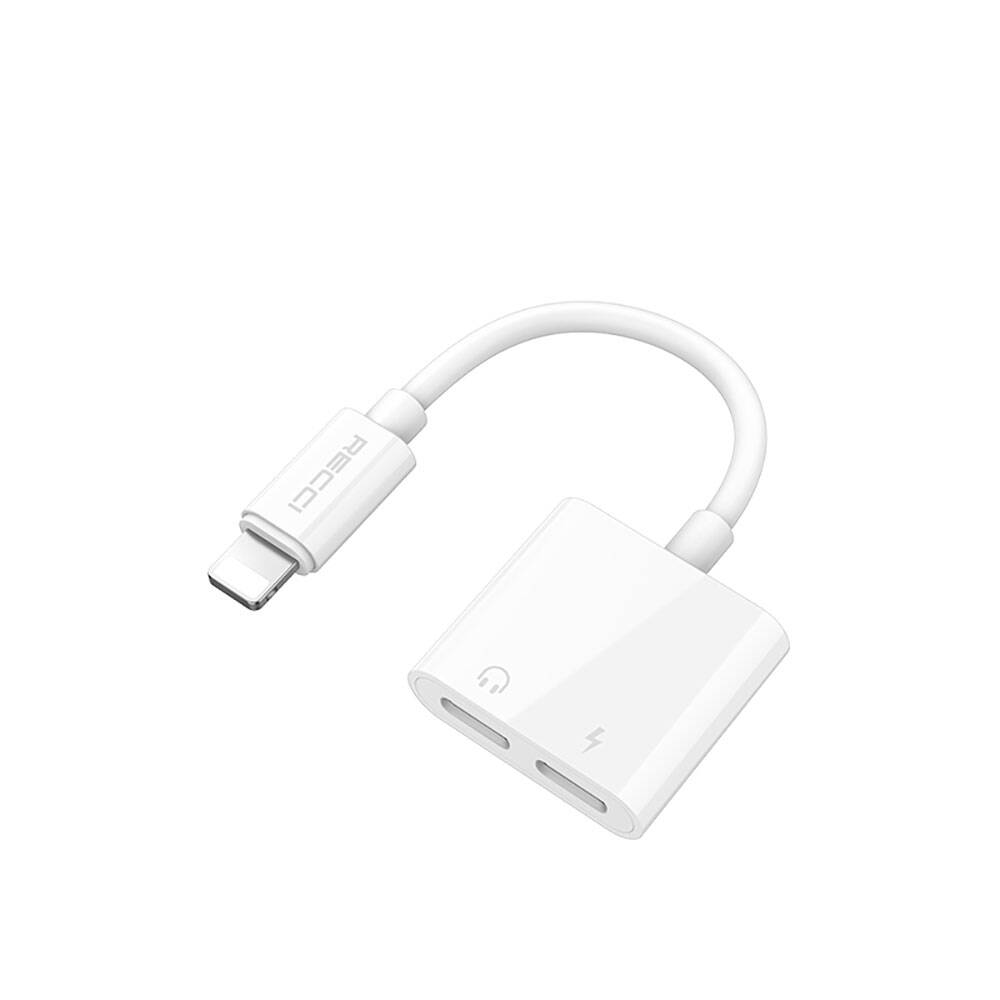 Recci RDS-A01 Lightning 2in1 Şarj ve Ses Adaptörü - Beyaz