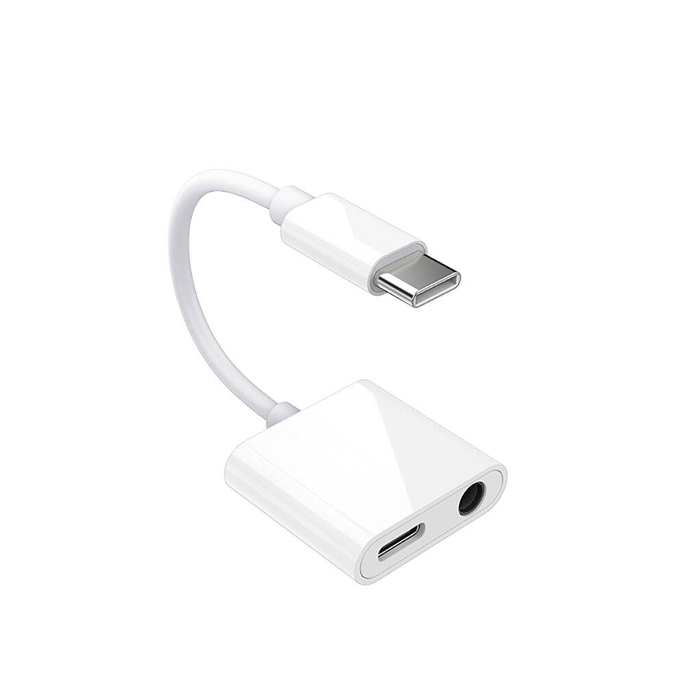 Recci RDS-A08 Type-C PD 3.0 2in1 Şarj ve Ses Adaptörü - Beyaz