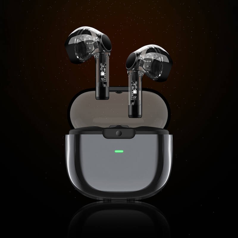 Recci REP-W50 Şeffaf Tasarım Hi-Fi Ses Kaliteli Bluetooth v5.3 Amber Serisi Kulak İçi Kulaklık - 14