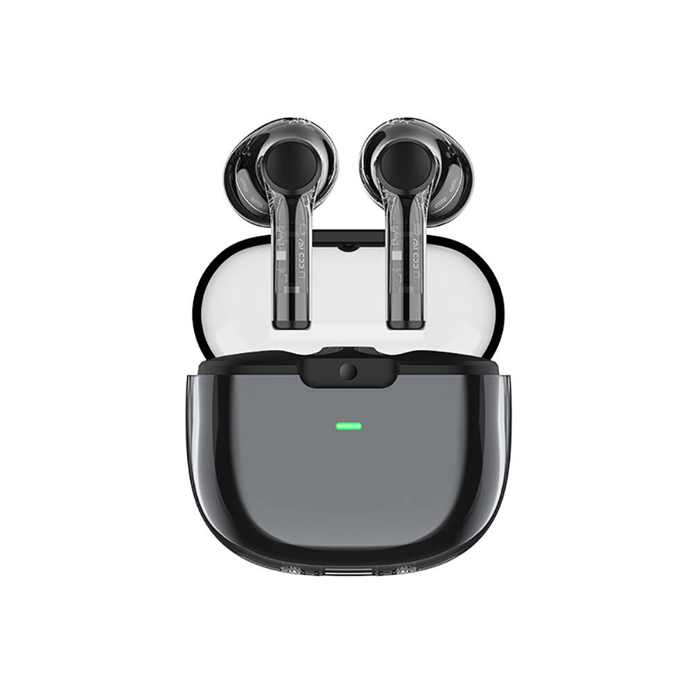 Recci REP-W50 Şeffaf Tasarım Hi-Fi Ses Kaliteli Bluetooth v5.3 Amber Serisi Kulak İçi Kulaklık - Siyah