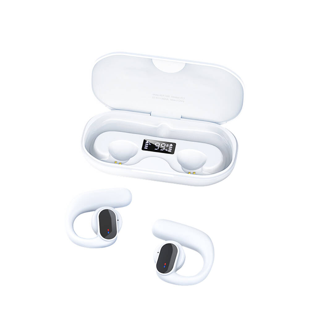Recci REP-W60 Angel Serisi Dijital LED Göstergeli Hi-Fi Ses Kaliteli TWS Kulak İçi Bluetooth v5.3 Kulaklık - Beyaz
