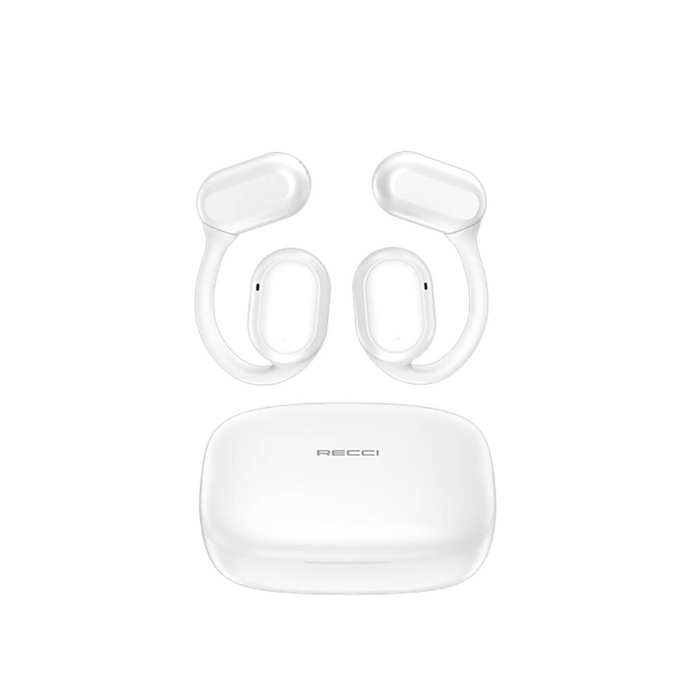 Recci REP-W76 OWS Wireless Hi-Fi Ses Kaliteli Dijital Led Göstergeli Bluetooth v5.3 Elegant Serisi Kulak İçi Kulaklık - Beyaz
