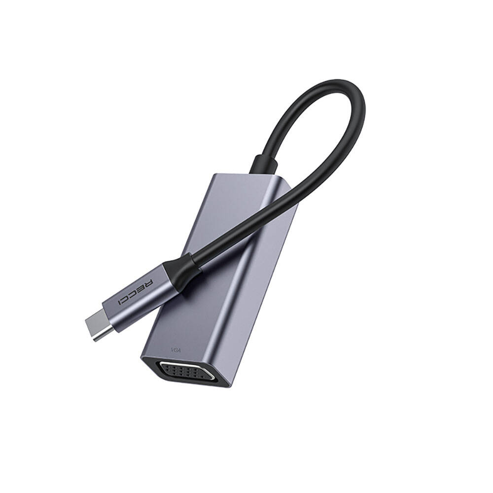 Recci RH12 VGA to Type-C Dönüştürücü Kablo - Gri