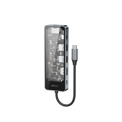 Recci RH17 Type-C to Type-C PD100W + USB3.0 + HDMI + Type-C + RJ45 Bağlantılı 6in1 Hub - Recci