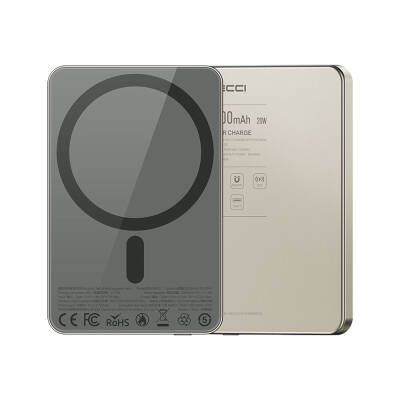 Recci RP25 PD 20W Ultra İnce Hızlı Şarj Özellikli Wireless Powerbank 15W 5000mAh - Recci