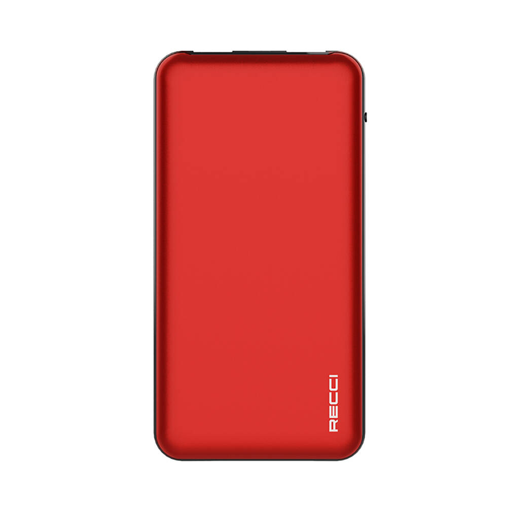 Recci RPB-P05 Greeny Serisi LED Işık Göstergeli Hızlı Şarj Özellikli Taşınabilir Powerbank 22.5W 10000mAh - Kırmızı