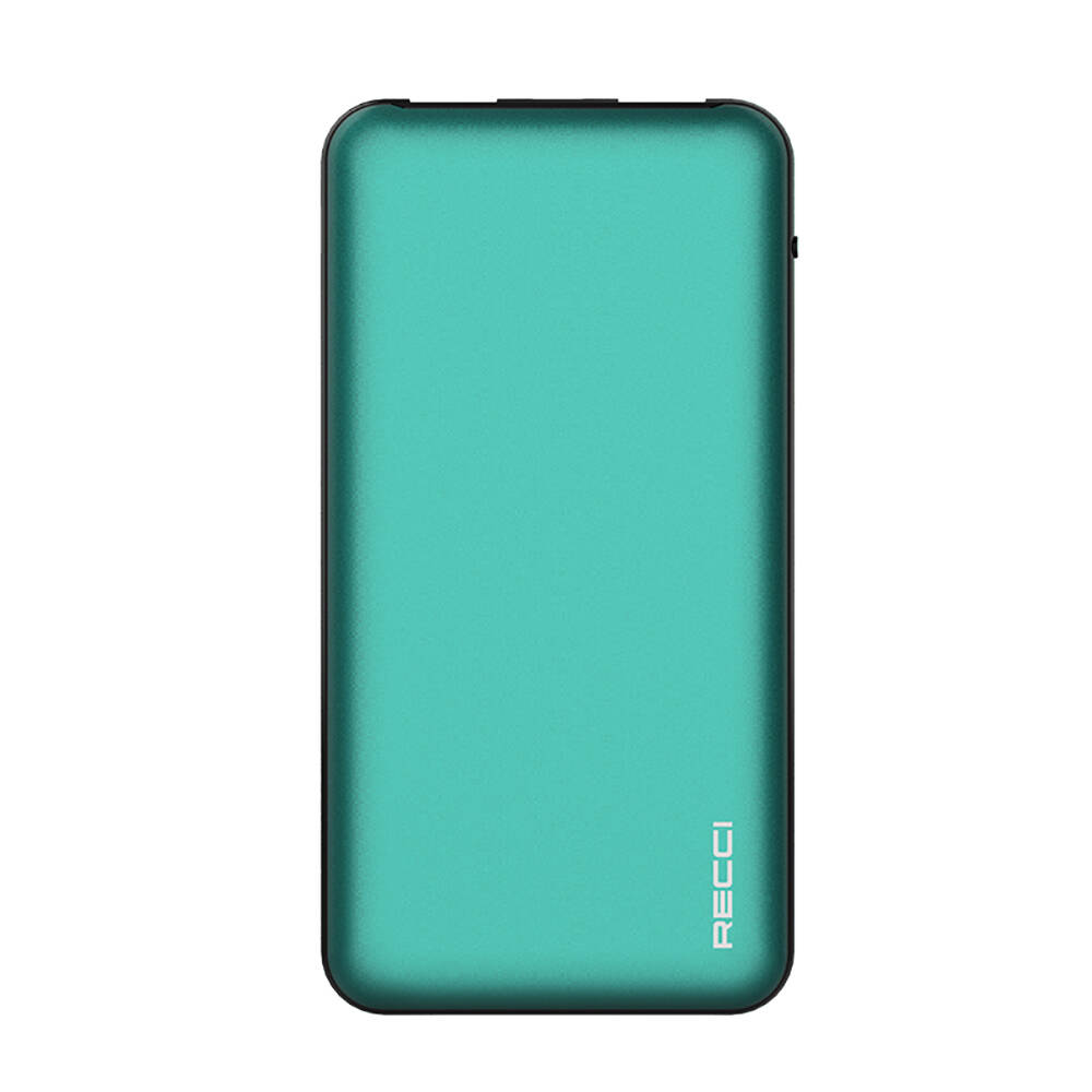 Recci RPB-P05 Greeny Serisi LED Işık Göstergeli Hızlı Şarj Özellikli Taşınabilir Powerbank 22.5W 10000mAh - Yeşil
