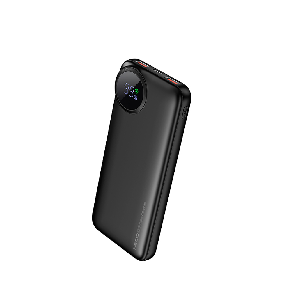 Recci RPB-P48 PD 20W Dijital LED Göstergeli Hızlı Şarj Özellikli Taşınabilir Powerbank 22.5W 10000mAh - Siyah