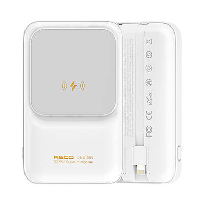 Recci RPB-W10 Polaris Series Dual Cable LED Digital Display Wireless Powerbank 15W 10000mAh - Recci