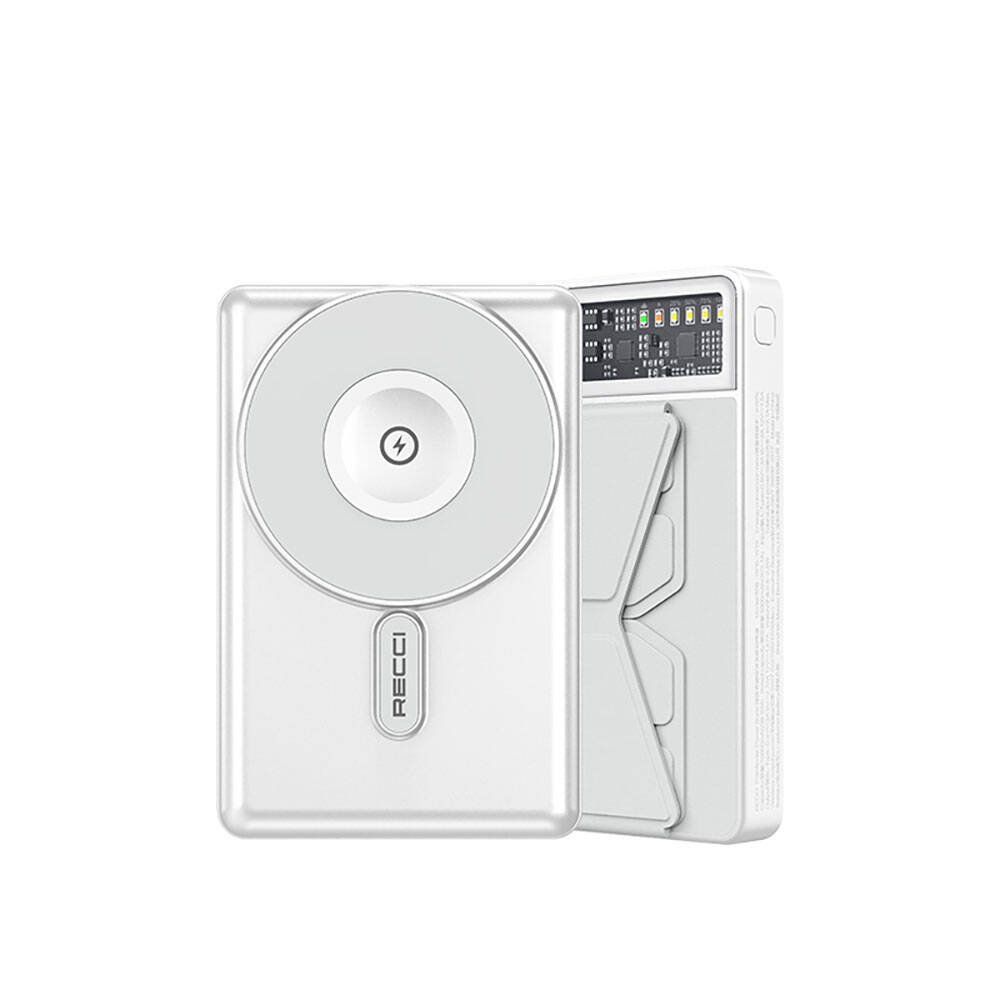 Recci RPB-W19 Standlı M-safe Şarj Özellikli Powerbank 10.000mAh - Beyaz