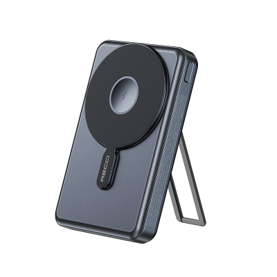 Recci RPB-W23 PD 20W LED Display Stand Wireless Charging Power Bank with Type-C and Lightning Cable 15W 10000mAh - Recci
