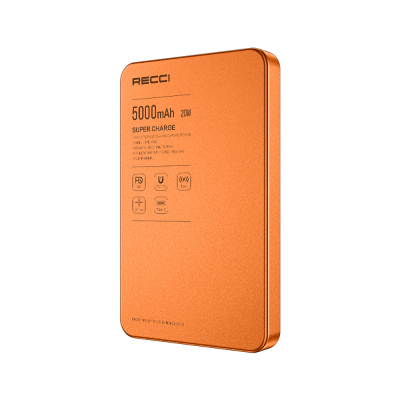 Recci RPB-W35 Ultra İnce PD 20W Hızlı Şarj Özellikli Wireless Powerbank 15W 5000mAh - Recci