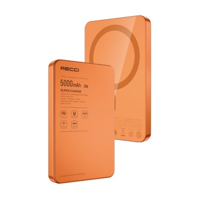 Recci RPB-W35 Ultra İnce PD 20W Hızlı Şarj Özellikli Wireless Powerbank 15W 5000mAh - 4