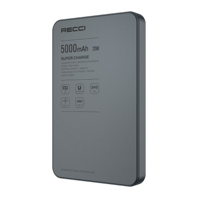 Recci RPB-W35A Ultra-Slim 5000mAh Wireless Power Bank with PD 20W Fast Charging & 15W Wireless Charging - 1