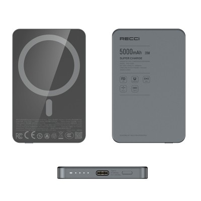 Recci RPB-W35A Ultra-Slim 5000mAh Wireless Power Bank with PD 20W Fast Charging & 15W Wireless Charging - 4