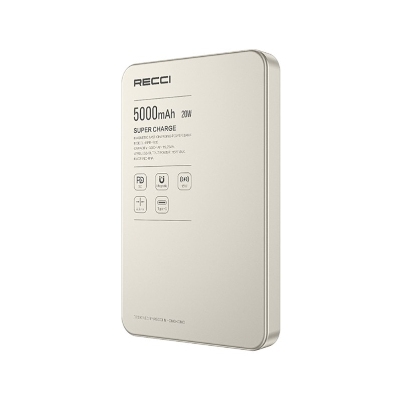 Recci RPB-W35A Ultra-Slim 5000mAh Wireless Power Bank with PD 20W Fast Charging & 15W Wireless Charging - 2