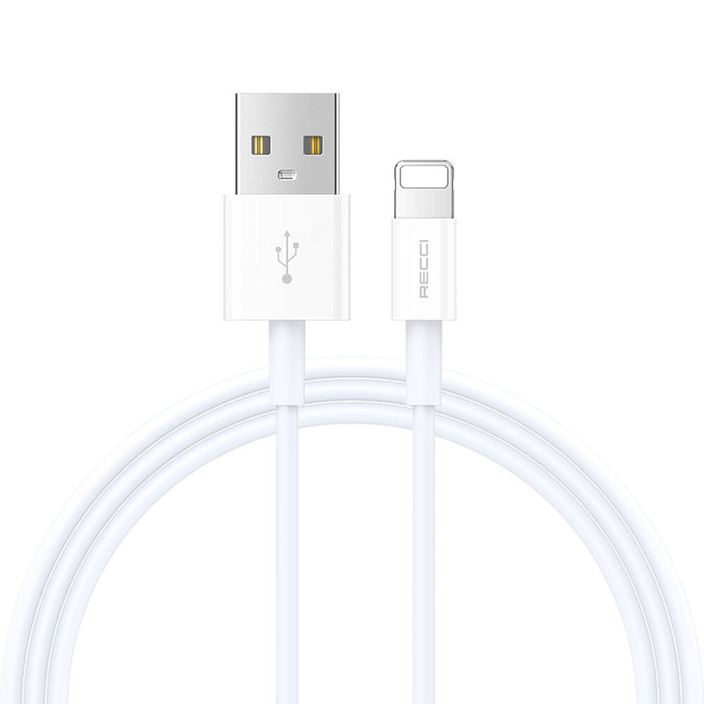 Recci RS06L USB-A to Lightning 2.4A Hızlı Şarj Özellikli Data ve Şarj Kablosu 1M - Beyaz