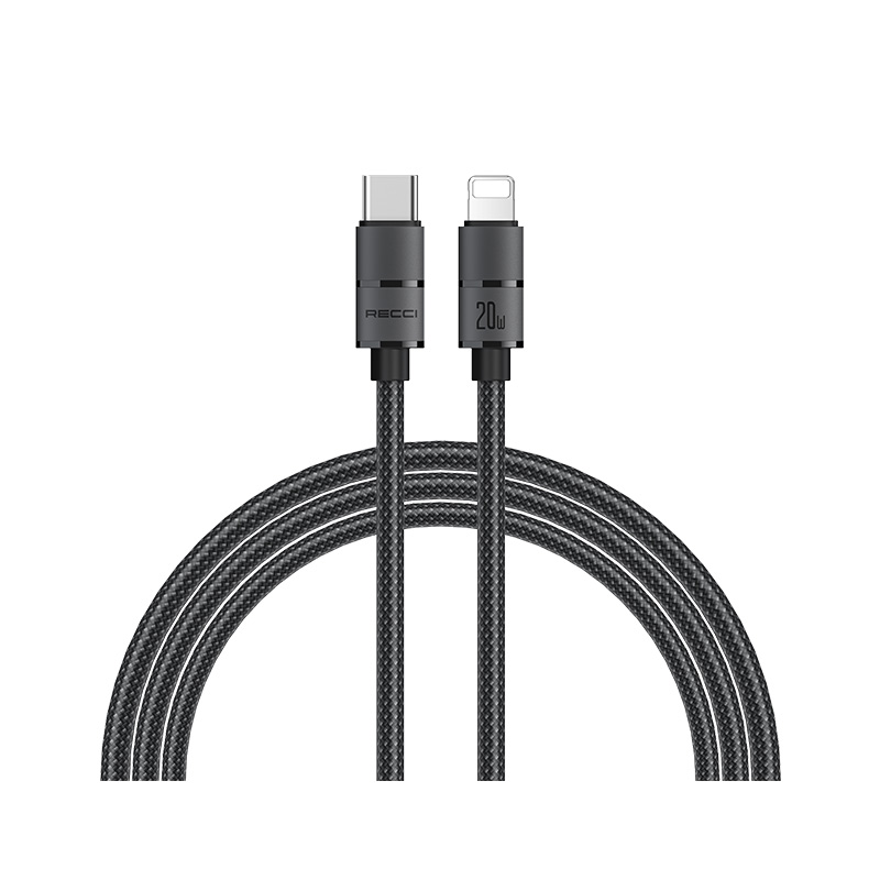 Recci RS08CLPD Warrior Serisi 20W Hızlı Şarj Özellikli Type-C To Lightning PD Kablo 1.2M - Gri