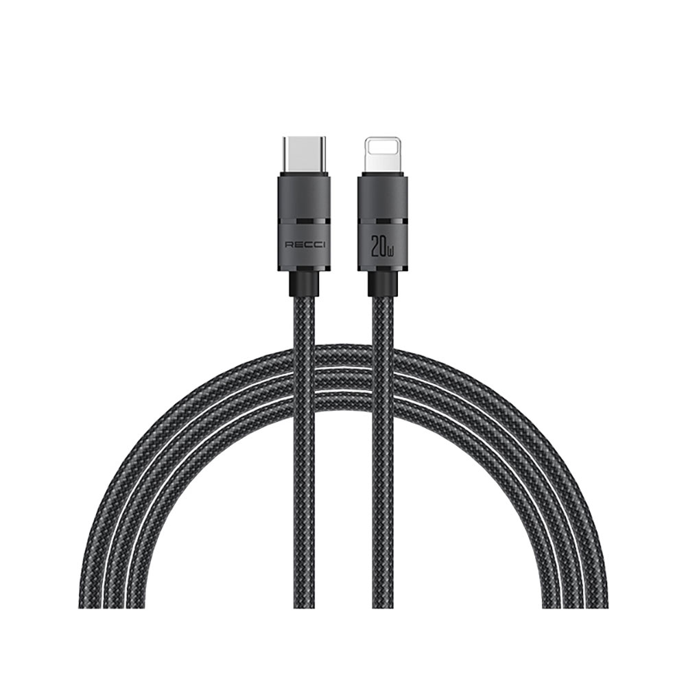 Recci RS12CL Warrior  Serisi 20W Hızlı Şarj Özellikli Type-C To Lightning PD Kablo 2M - Gri