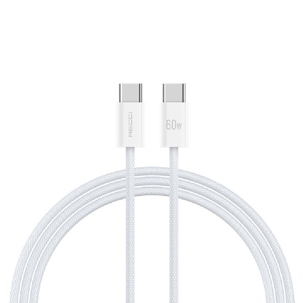 Recci RS13CC Nature Serisi 60W Hızlı Şarj Özellikli Type-C To Type-C PD Kablo 1.2M - Beyaz