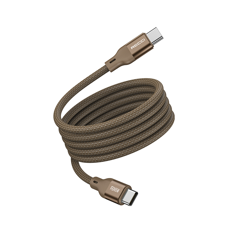 Recci RS23CC Magnetic Serisi Type-C to Type-C PD 65W Hızlı Şarj Özellikli Data ve Şarj Kablosu 1M - Desert Gold