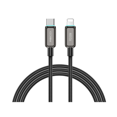 Recci RS42CL Lamp Display Serisi Type-C to Lightning PD 30W Hızlı Şarj Özellikli Data ve Şarj Kablosu 1.5M - Recci