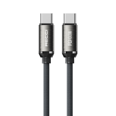 Recci RS45CC Type-C to Type-C PD 100W Örgü Tasarımlı Hızlı Şarj Özellikli Data ve Şarj Kablosu 1M - Recci