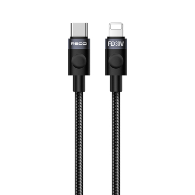 Recci RS50CL Type-C to Lightning PD Braided Design Fast Charging Data and Charging Cable 30W 1M - Recci