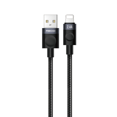Recci RS50L USB-A to Lightning Örgü Tasarımlı Hızlı Şarj Özellikli Data ve Şarj Kablosu 1M - Recci