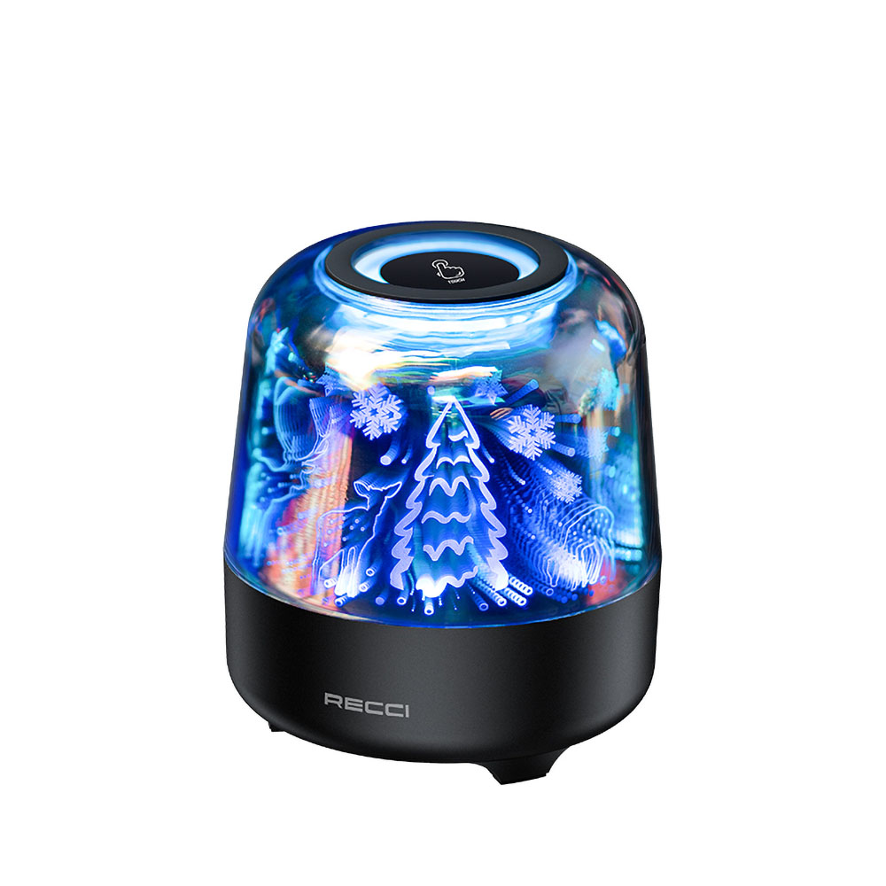 Recci RSK-W20 Magic Forest Serisi TF/AUX/USB Hi-Fi RGB Işıklı Wireless Bluetooth 5.0 Speaker Hoparlör 1200mAh - Siyah