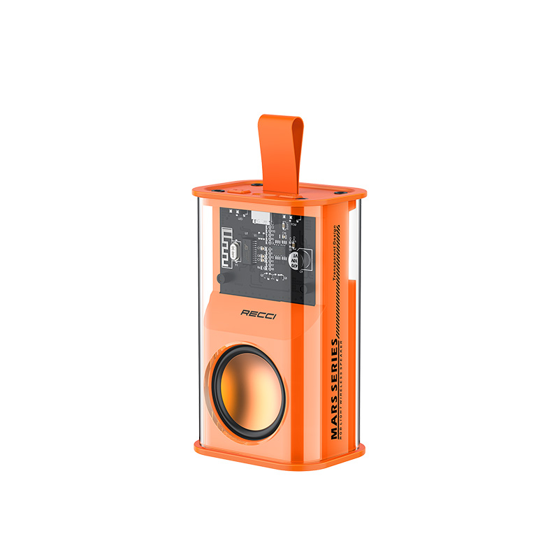 Recci RSK-W30 Mars Serisi Hi-Fi RGB Işıklı Wireless Bluetooth 5.3 Speaker Hoparlör 500mAh - Turuncu